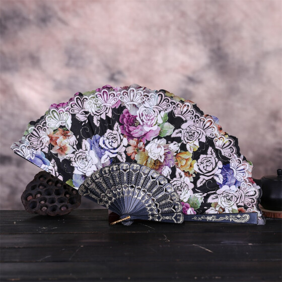 New Chinese Style Dance Party Wedding Lace Folding Hand Held Flower Fan