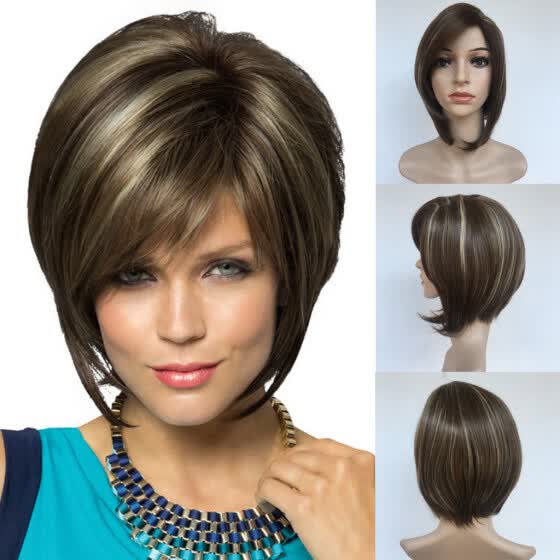 Shop Fashion Synthetic Brown Short Straight Hair Wig Natural Hair