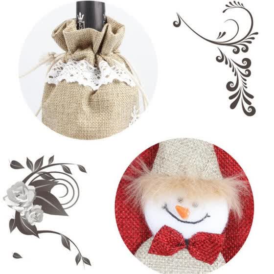 Shop Christmas Red Wine Bottle Sets Cover Gift Bags Elf Champagne