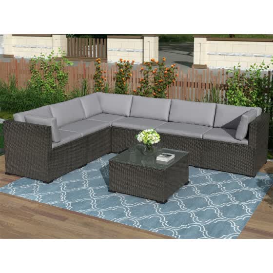 Shop Modernluxe 7 Piece Patio Furniture Set Outdoor Sectional Conversation Set With Soft Cushions Online From Best Other Furniture On Jd Com Global Site Joybuy Com