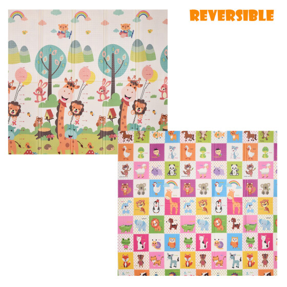 Large Tummy Time Folding Reversible Baby Mats For Playroom Foldable Play Mat