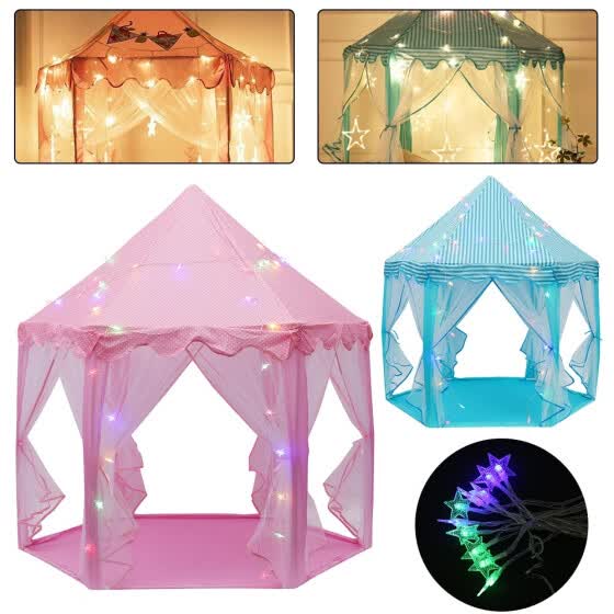 pink tents with lights