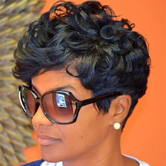 Shop Women Short Curly Black Wig Heat Resistant Hairpiece Natural