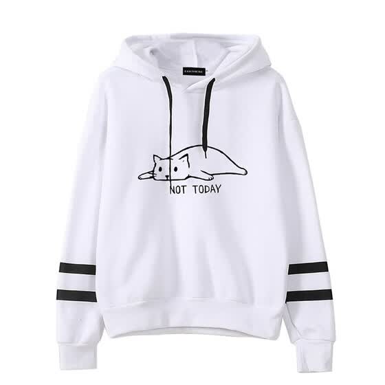 cat printed hooded sweatshirt