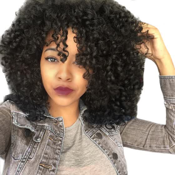 Shop Front Wigs For Black Women Long Curly Hair 56cm Afro Heat