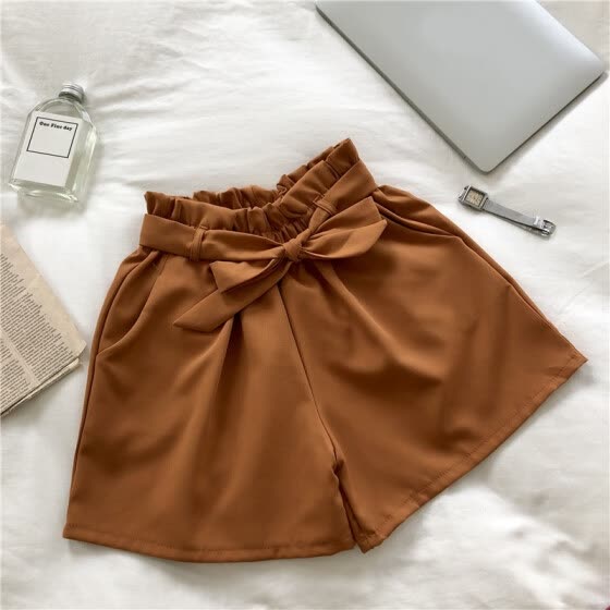 Shop Women S Biker Shorts Spodenki Damskie High Waist Casual Loose Bow Tie Wide Leg Shorts Pantalones Cortos Mujer Online From Best Swimsuits Cover Ups On Jd Com Global Site Joybuy Com