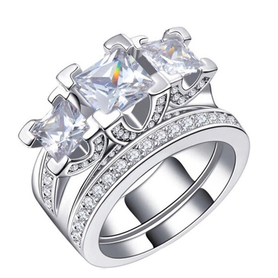 Daesar Sterling Silver Rings Wedding Bands for Women Wing Cubic Zirconia Rose Gold Size 7