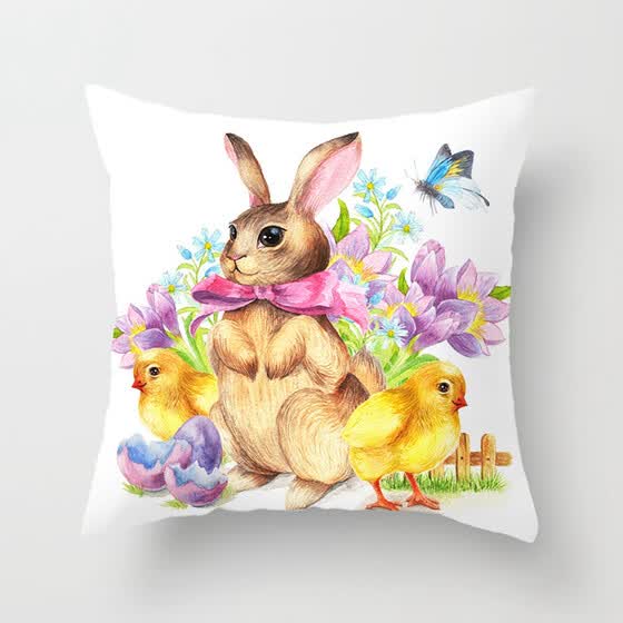 Shop Happy Easter Rabbit Print Cushion Cover Sofa Bed Home Decor