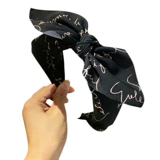Shop Korean Style Women Bowknot Headband Kawaii Cute Leeter Print