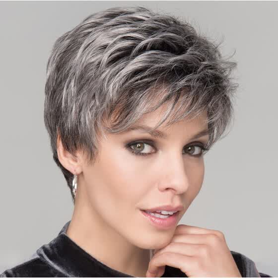 Shop Old Women Mix Colors Natural Short Wavy Wig Humen Hair Curly