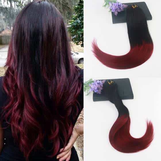 Shop Straight Hair 14 24 7pcs 120gram Ombre Color 1b 99j