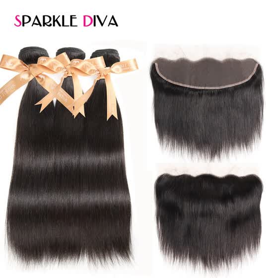 Shop Sparkle Diva Hair Brazilian Straight Lace Frontal Closure