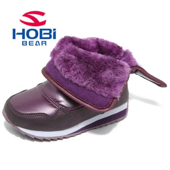 HOBIBEAR Girls Winter Boots Boys Genuine Kids Shoes Fur Lining Warm Waterproof Non-slip Snow Baby Beatiful Children shoes A757