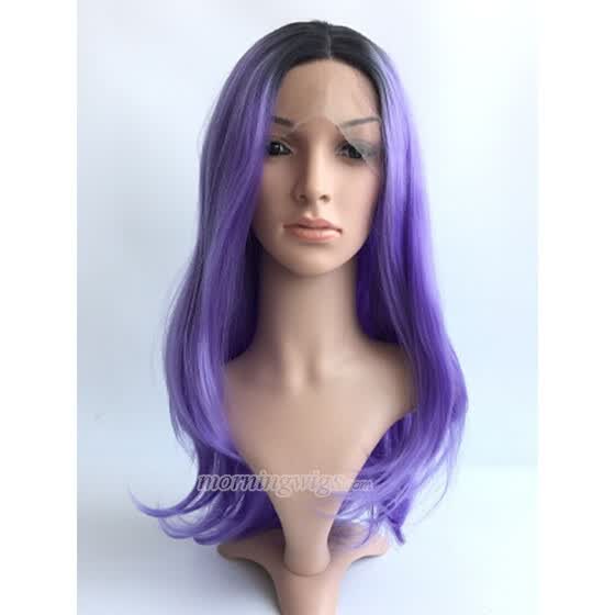 Shop Fashion Black Purple Ombre Color Synthetic Lace Front Wig
