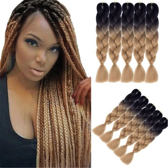 Shop Two Tone Ombre Jumbo Braid Hair Extension 100g/pc high temperature ...