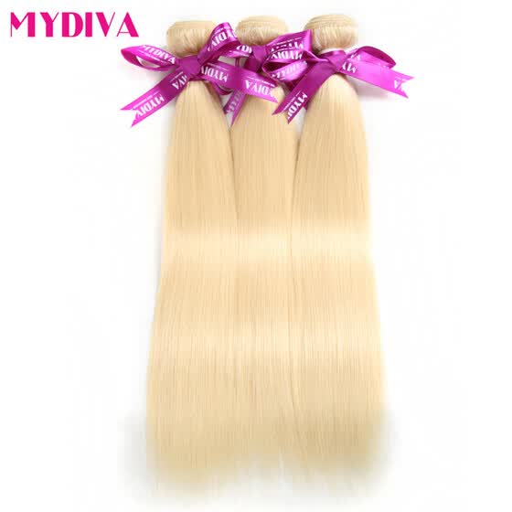 Shop Mydiva 613 Blonde Virgin Hair Straight 3 Bundles Blonde