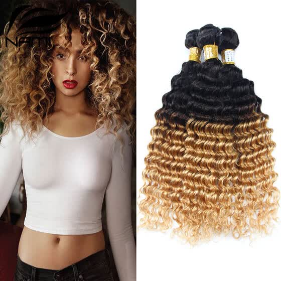 Shop Nami Hair Ombre Brazilian Human Hair Extensions Deep Wave 2