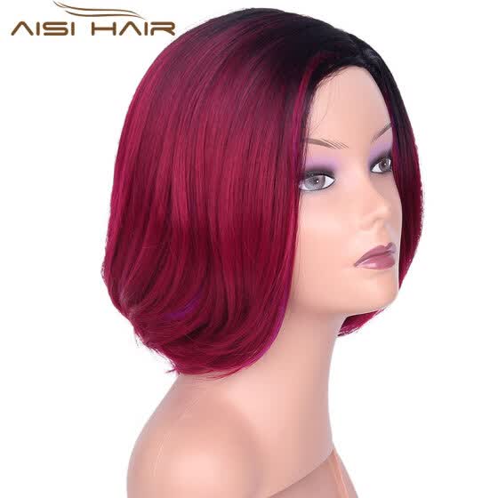 Shop Aisi Hair Short Wigs For Women 12 Synthetic Straight Ombre