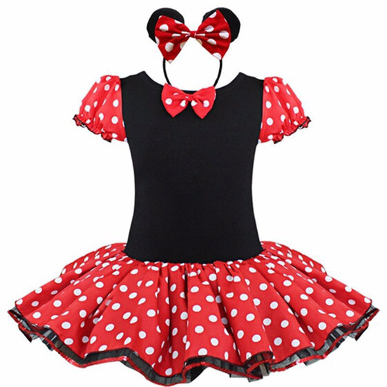 Minnie Costume Baby Girl Dress Mouse Ear Headband Polka Dot Dress