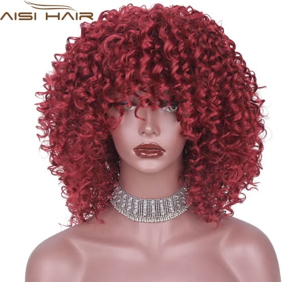 Shop Red Black Afro Kinky Curly Wigs For Black Women Blonde Mixed