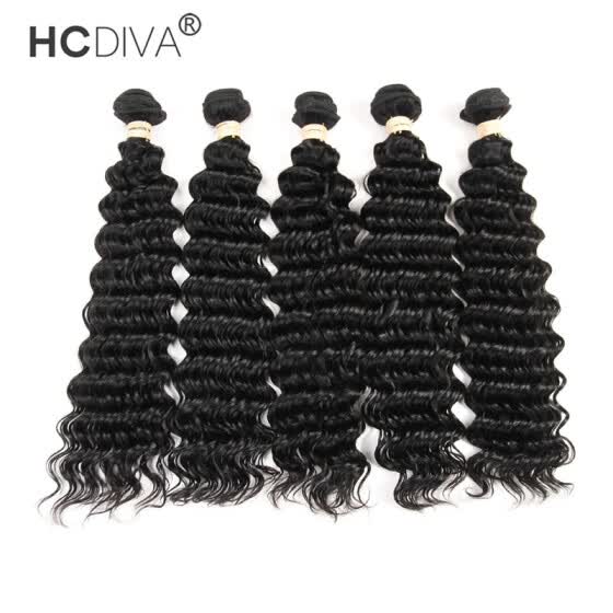 Shop Hcdiva Peruvian Virgin Hair Deep Wave 5 Pieces Lot Natural