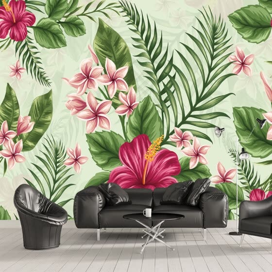 Shop Custom Mural Wallpaper Hand Painted Tropical Rainforest