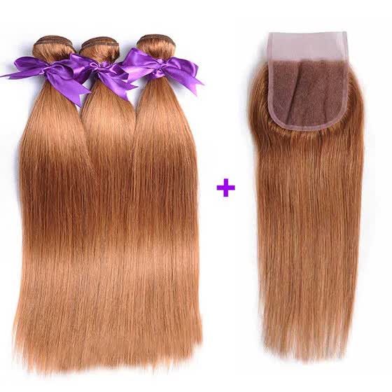 Shop Blonde Brazilian Hair Weave 3 Bundles With Closure Straight