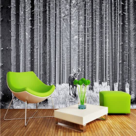 Shop Photo Wallpaper Black White Forest Art Tv Background