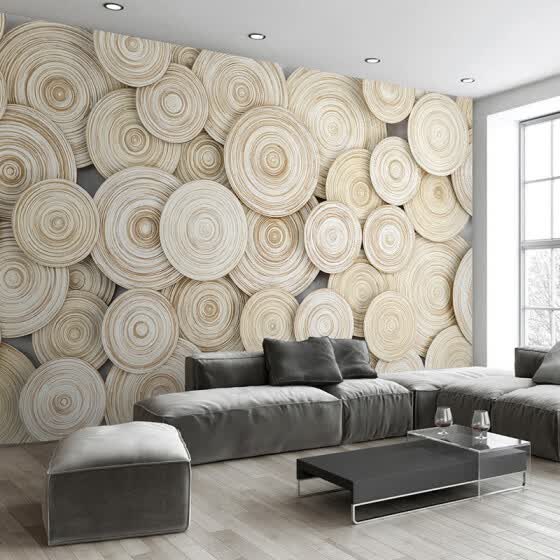 Shop Large Custom Mural Wallpaper Modern Design 3d Wood Texture