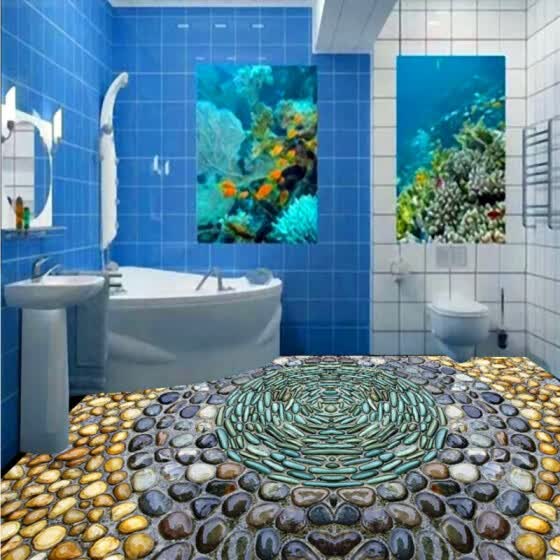 Shop Free Shipping Thickened 3d Cobblestone Circular Floor