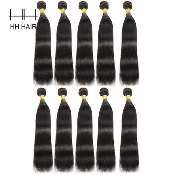 Shop 10pcs Straight Hair Bundles Brazilian Virgin Hair Weave