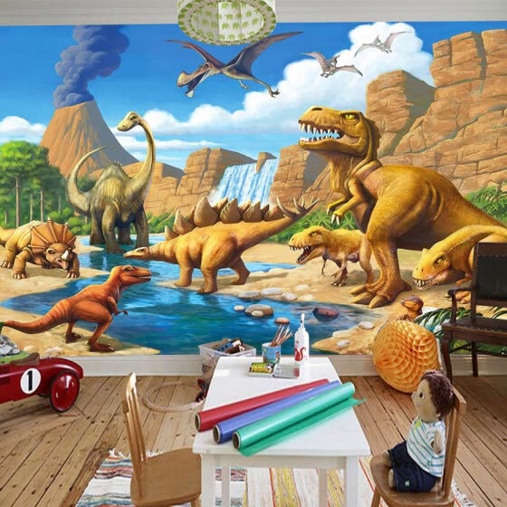 Shop Custom 3d Mural Wallpaper Lakefront Dinosaur Tyrannosaurus