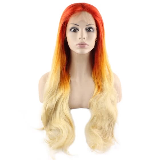Shop Iwona Synthetic Hair Lace Front Long Wavy Red Orange Blonde