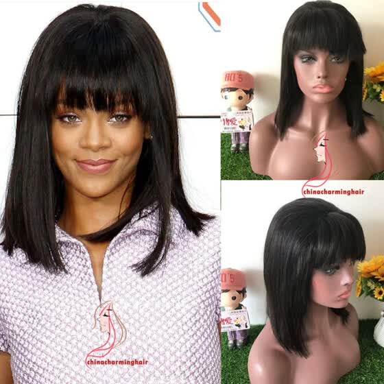 Shop Rihanna Style Silky Straight Short Bob 13x6 Lace Front Human