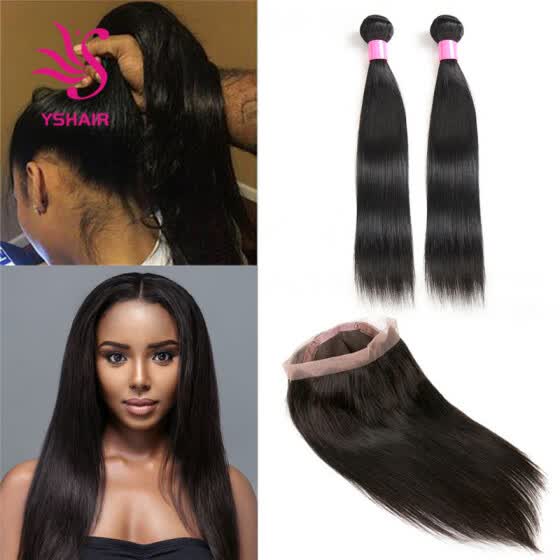Shop 360 Lace Frontal With Bundle 2pcs Straight Brazilian Virgin