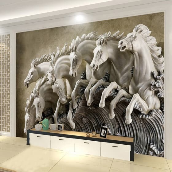 Shop 3d Stereo Relief Horse Mural Wallpaper Living Room Tv