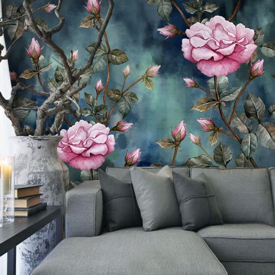 Shop Custom Photo Wallpaper Hand Painted Flower Garden