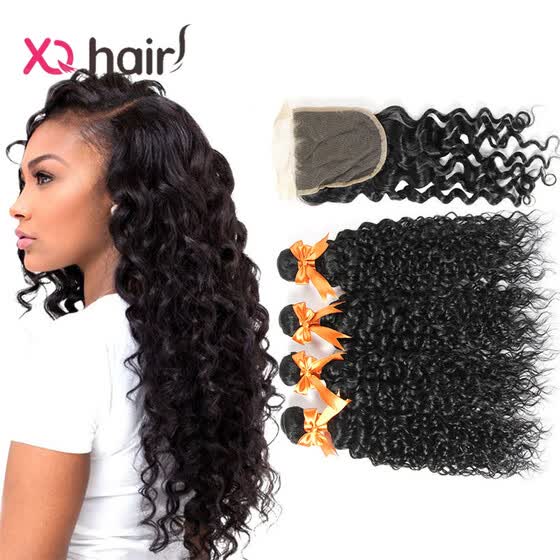 Shop 7a Brazilian Water Wave Virgin Hair 4 Bundles With Closure