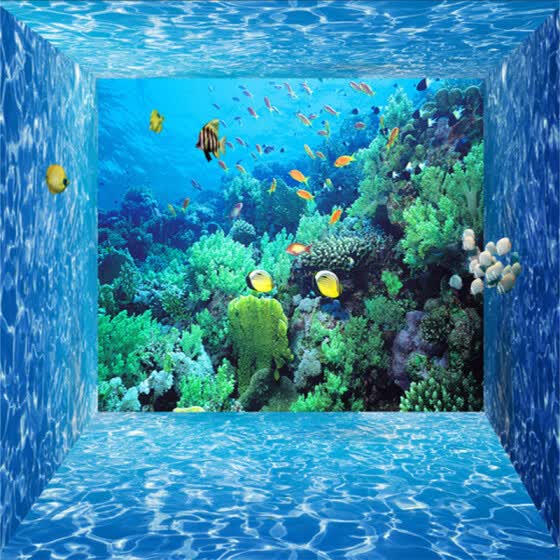 Shop Hd Underwater World Marine Organism 3d Wallpaper Living Room