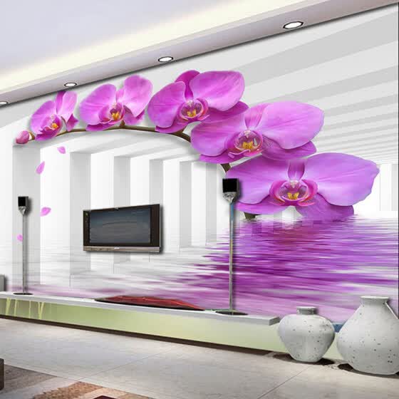 Shop Customize Any Size 3d Flower Tv Background Wall Paper