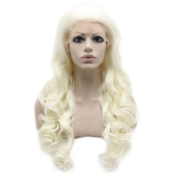 long white blonde wig