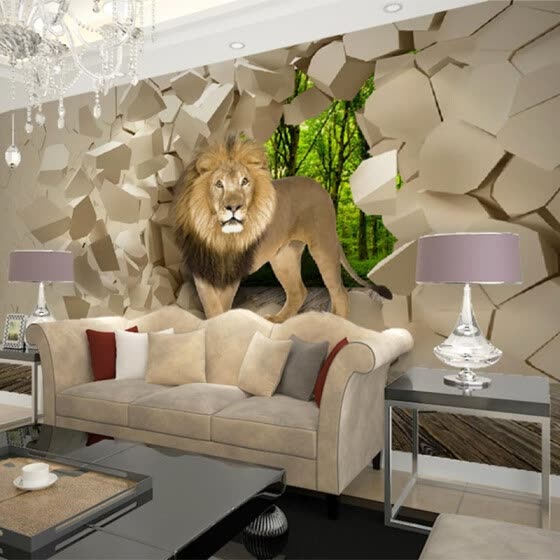 Shop Custom Photo Wallpaper 3d Stereoscopic Lion Broken Wall Mural Paintings Wallpaper For Living Room Bedroom Walls Papel De Parede Online From Best Wall Stickers Murals On Jd Com Global Site