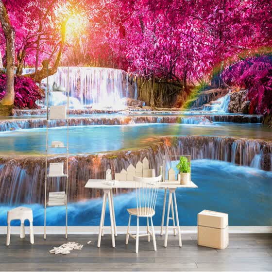 Shop Custom 3d Photo Wallpaper Romantic Natural Landscape Waterfall