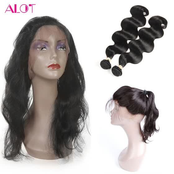Shop Alot 2 Pcs Peruvian Body Wave 22 4 2 360 Frontal With Bundles