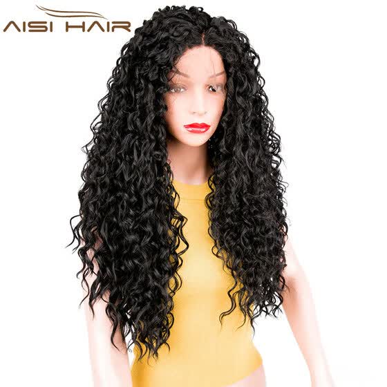 Shop Aisi Hair 26 Long Curly Black Lace Front Synthetic Wig With