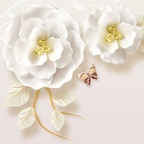 Shop Chinese Style 3d Embossed Flowers Mural Wallpaper Living Room