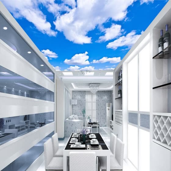 Shop Custom Ceiling Wallpaper Blue Sky And White Clouds