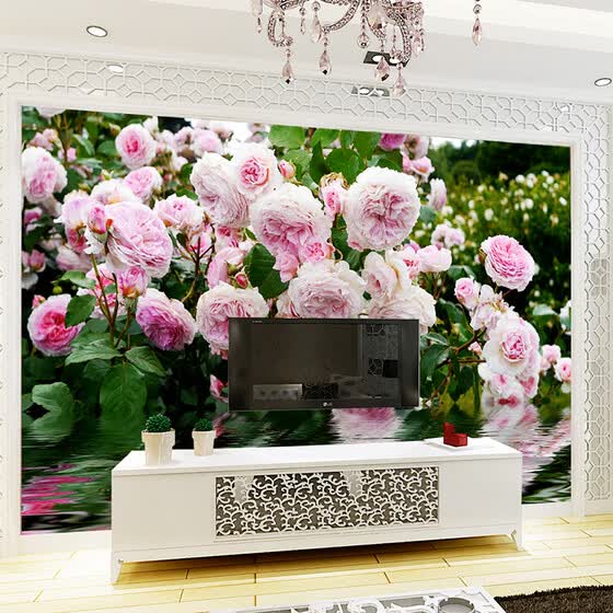 Shop Custom 3d Mural Wallpaper Pastoral Style Pink Flowers Photo