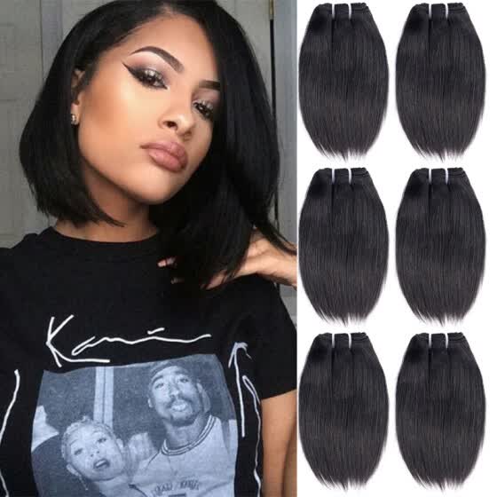 Shop Straight Virgin Hair Peruvian Human Hair Weaves Short 8inch 6