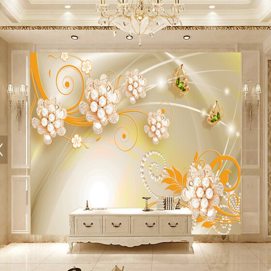 Gold Flower Mural Wallpaper 3D Luxury Butterfly Bedroom Living Room Wall Decors